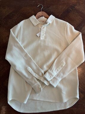 J. Crew Men's Long-Sleeve Waffle Polo Shirt - Off-White